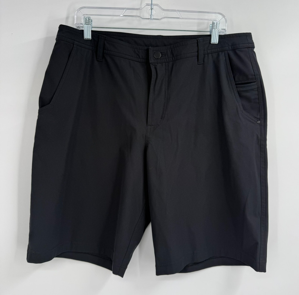 lululemon athletica Men's Black Flat-Front Performance Shorts
